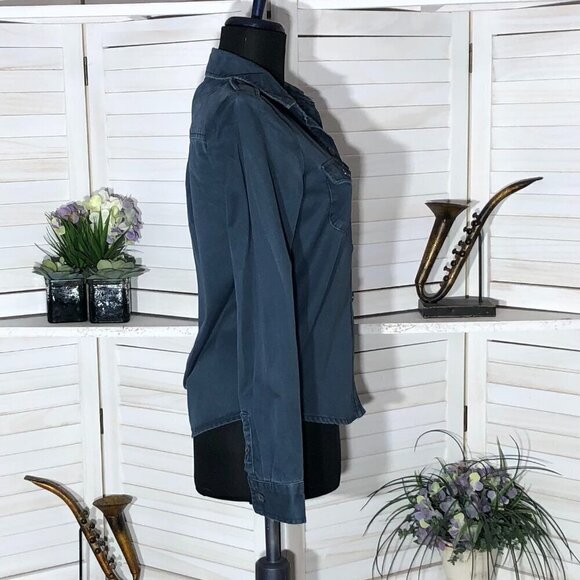 Marc Jacobs Y2K Canvas Shirt Blue Cotton Size 2 - Picture 4 of 9